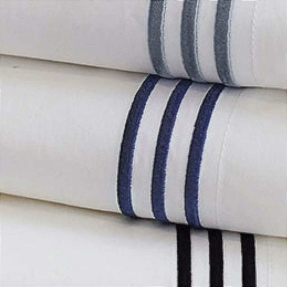 Pottery Barn Grand Organic Percale King Duvet Set Sham‎ Pillowcases White Navy
